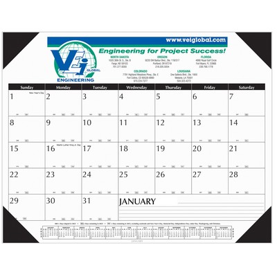 Contractors Style Desk Pad Calendar w/4-Leatherette Corners