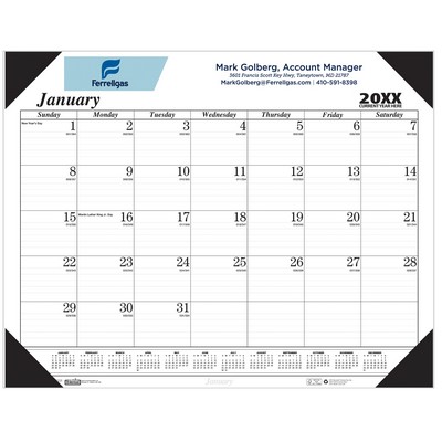 Desk Pad Calendar w/4 Leatherette Corners (22" X 17") (Top Decoration)