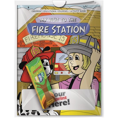 Combo Pack - "My Visit to the Fire Station" Coloring Book & 4-Pack of Crayon in a Poly Bag